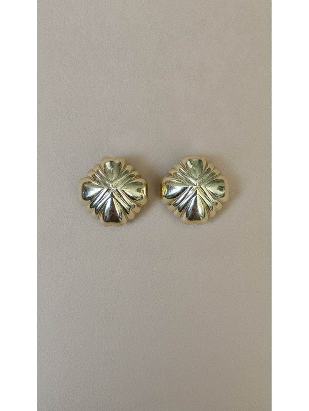 Vintage Monet Gold-Tone Fan Shell Statement Clip-On Earrings